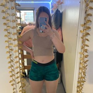 Light and dark green blue patterned Nike pros (size: small)